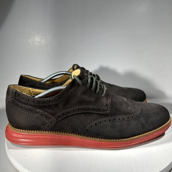 Cole Haan Grand Mens Size 12 M Shoes Knit Sneakers Wingtip Brown Red USED TWICE - Picture 5 of 12